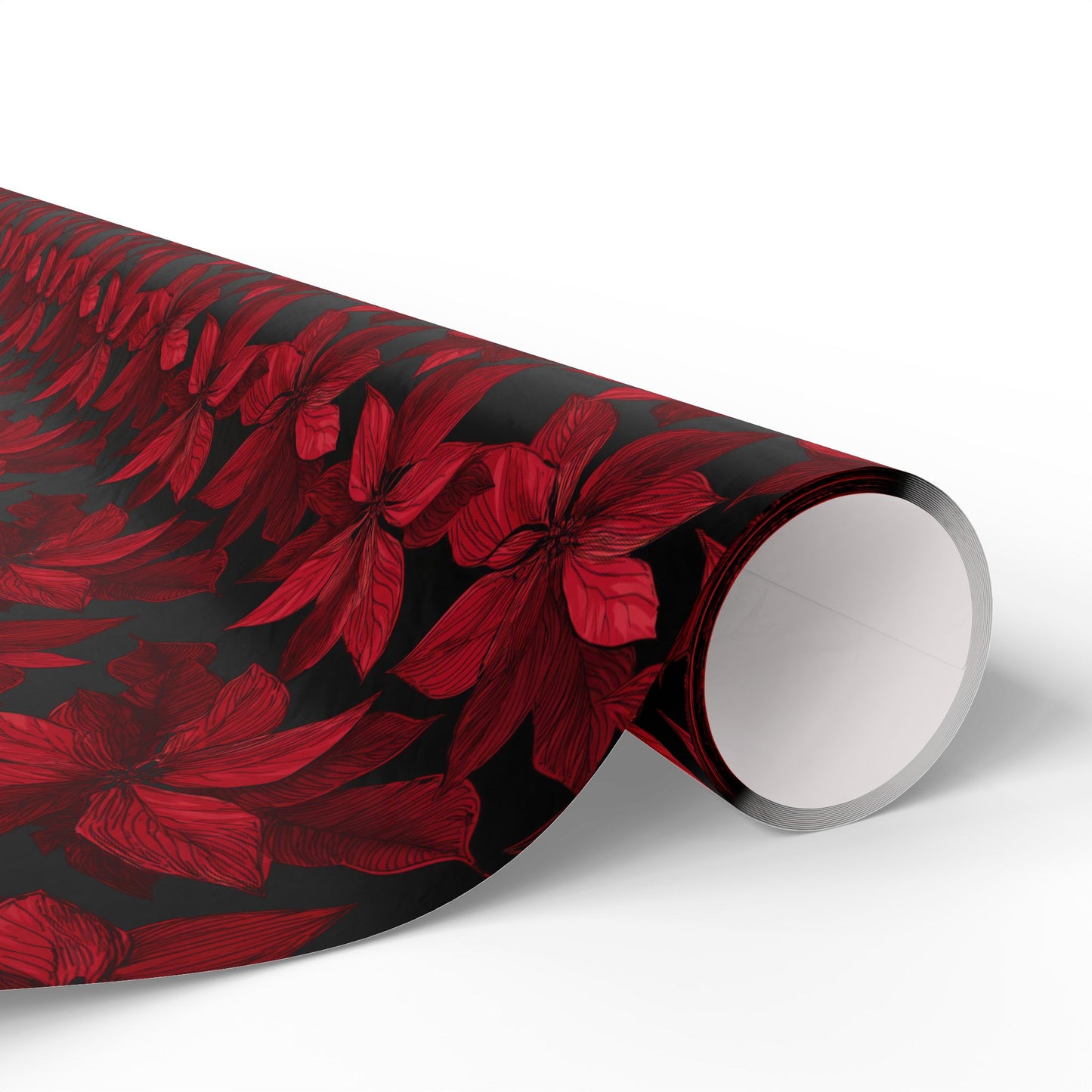 Midnight Poinsettia Garden Wrapping Paper