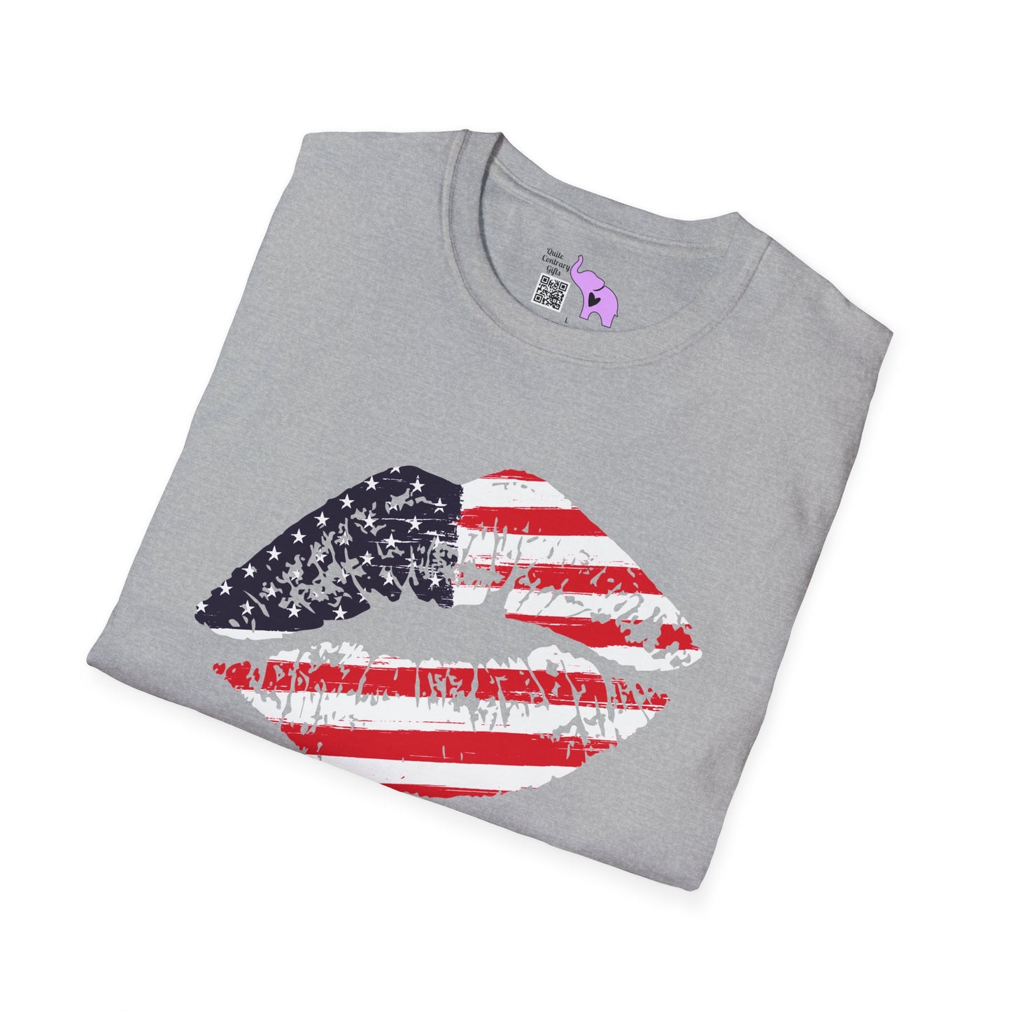 American Flag Lips Adult T-shirt