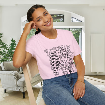 Floral Ribcage Adult T-shirt