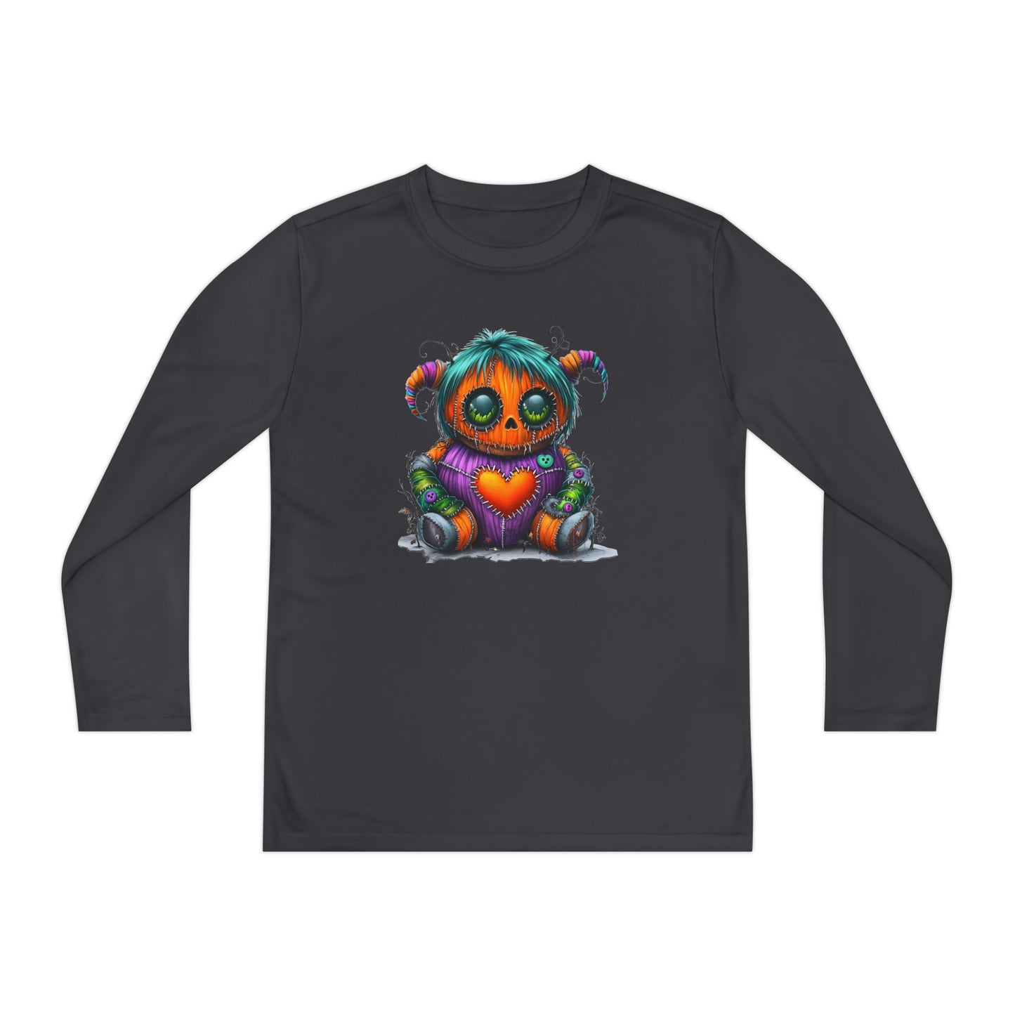 Patchwork Pumpkin Heart Youth Long Sleeve Tee
