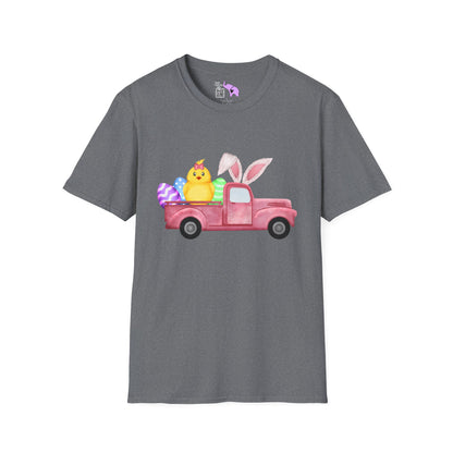Easter Chick & Eggs In Vintage Truck Adult T-shirt