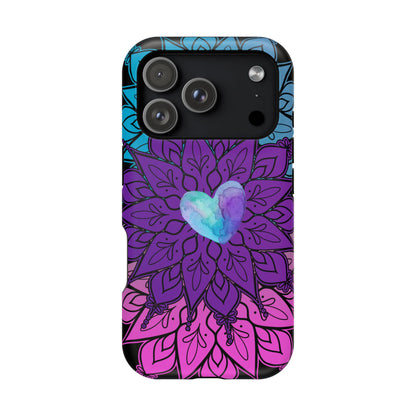 Colorful Mandala w/Heart MagSafe® Compatible Tough Case for iPhone