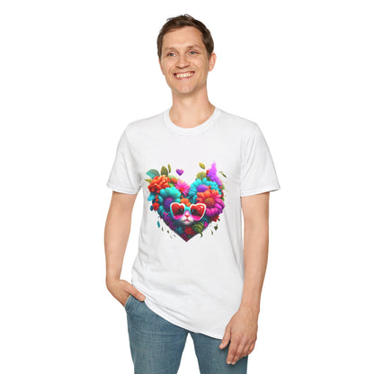 Colorful Flowers/Heart Kitten T-shirt