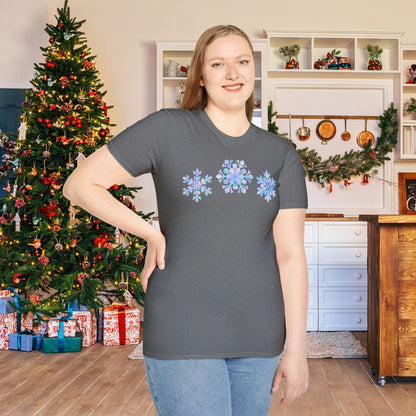 Bluish Snowflakes Adult T-shirt