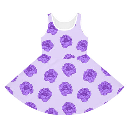 Lilac Mist Peonies Girls' Sleeveless Sundress