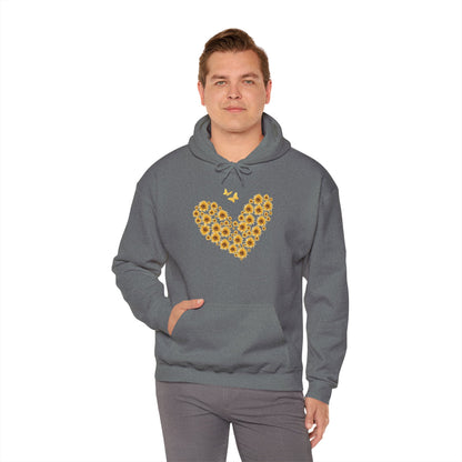 Sunflower Heart & Butterflies Heavy Blend™ Hooded Sweatshirt