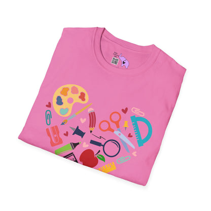 School Supplies Heart Adult T-shirt