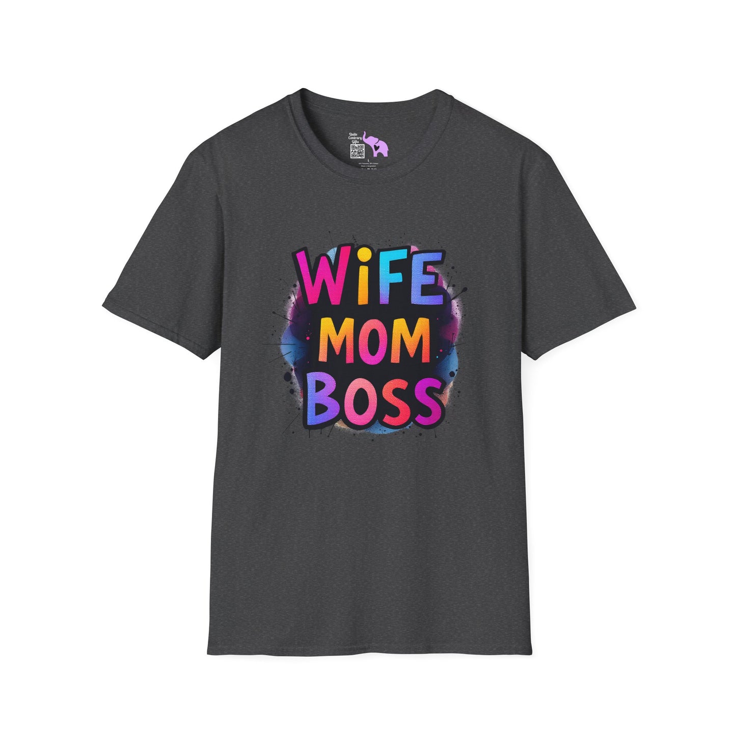 Wife Mom Boss (Primary Colors) Adult T-shirt