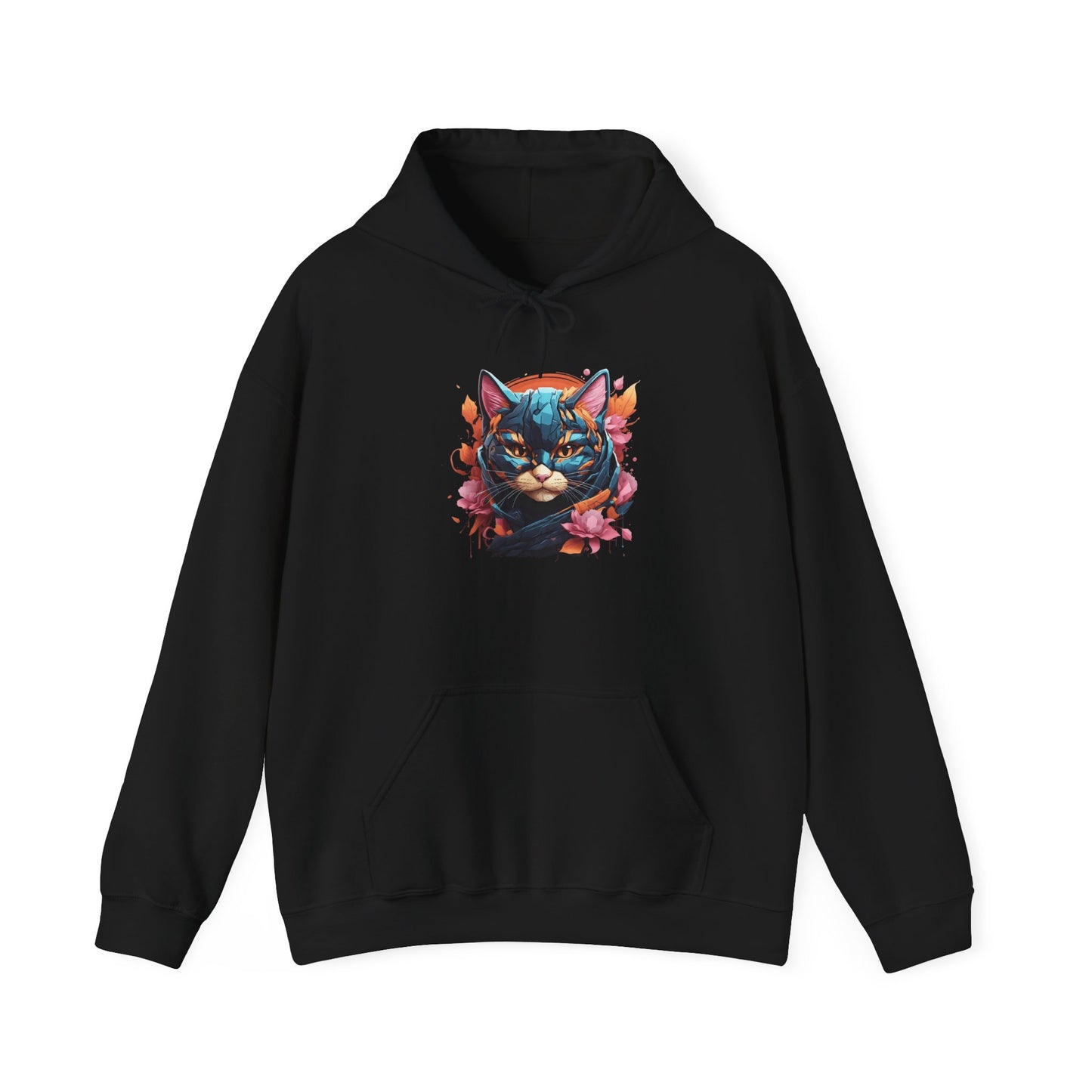 Adorable Kitty w/Flowers Heavy Blend™ Hooded Sweatshirt