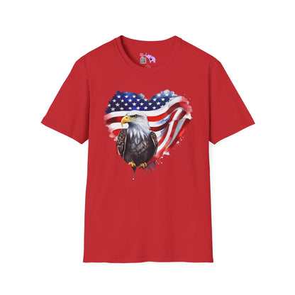 American Flag Heart w/Eagle Adult T-shirt