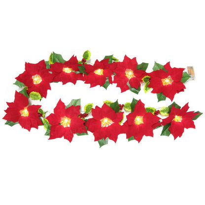 Poinsettia Flower Door Frame or Mantel String Lights