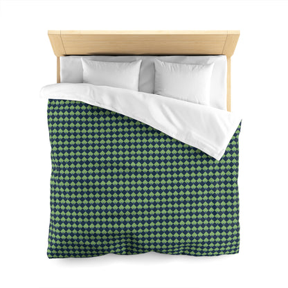 Diamond Bloom-Sage & Navy Microfiber Duvet Cover