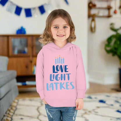 Hanukkah Love Light Latkes Toddler Pullover Fleece Hoodie