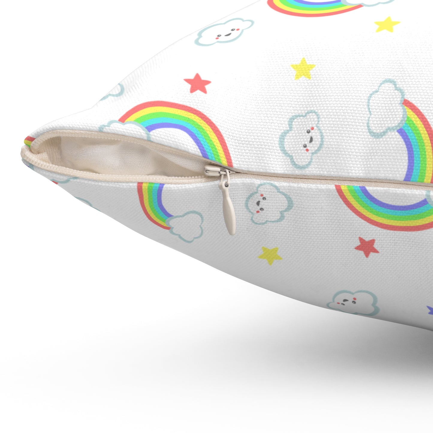 Rainbow Smiles & Stars Throw Pillow