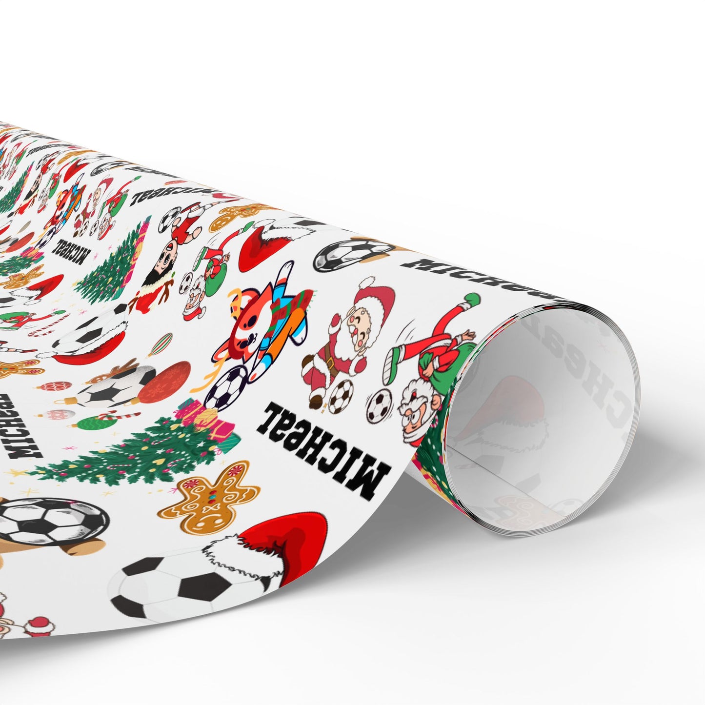 Christmas Soccer Custom Name Wrapping Paper (Micheal)