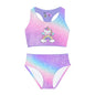 Cute Rainbow Unicorn Girls Two Piece Swimsuit (AOP)