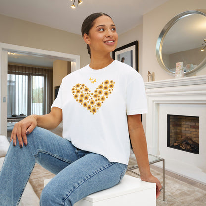 Sunflower Heart & Butterflies Women's Boxy Tee