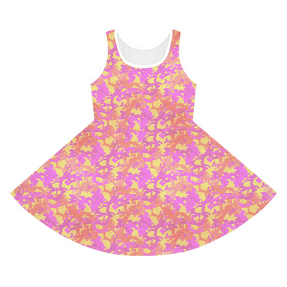 Sunset Sorbet Camo Girls' Sleeveless Sundress