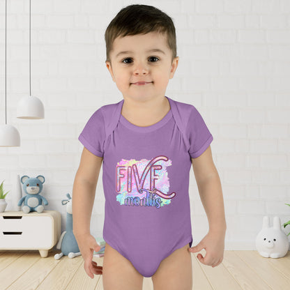 Pastel Wild One Milestone Baby Bodysuit-Five Months