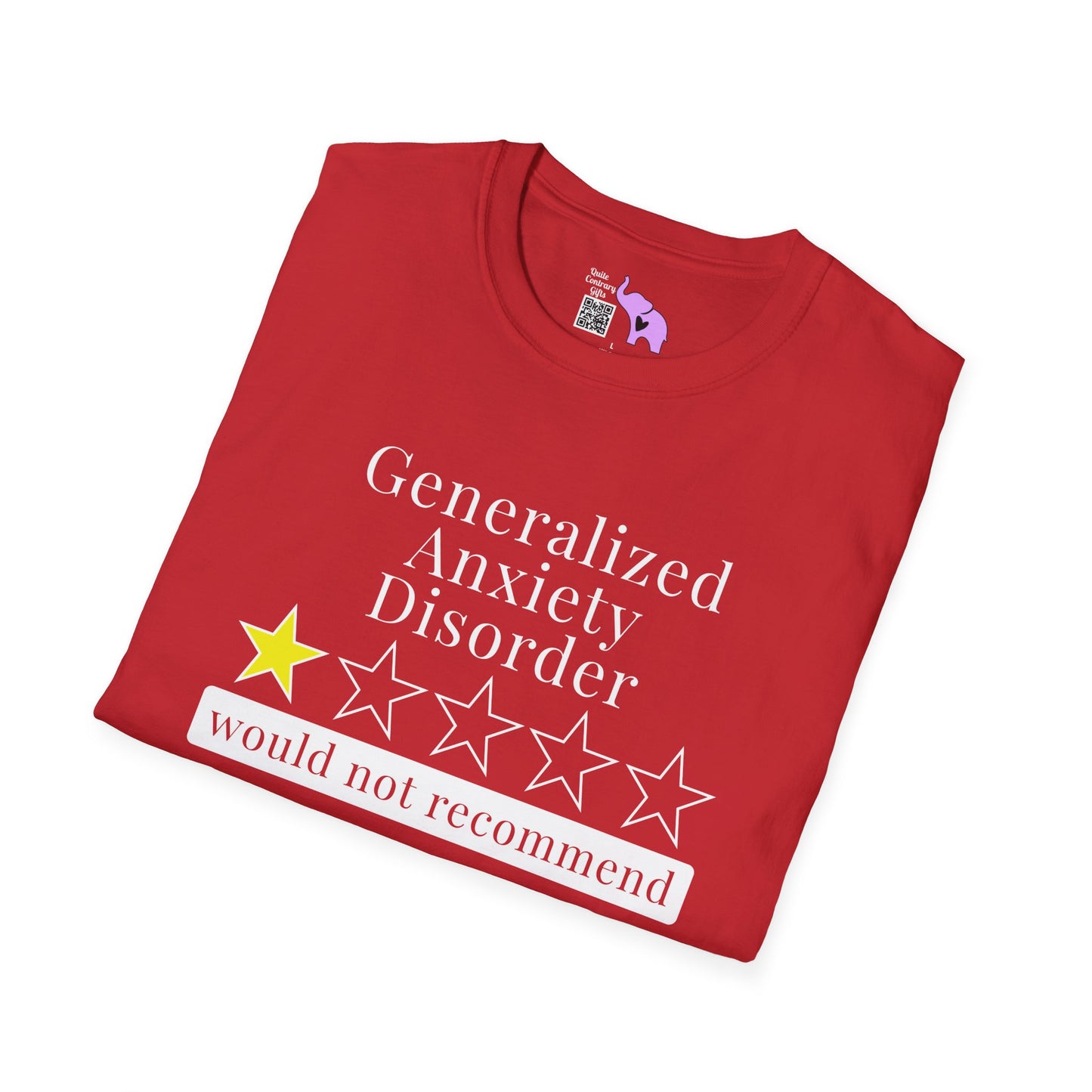 Geralized Anxiety Disorder 1 Star Would Not Recommend Adult T-shirt