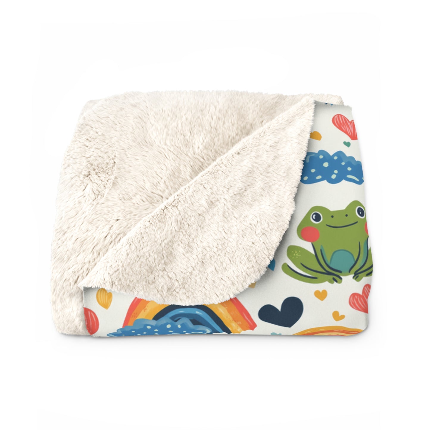 Ribbit Rainbows Sherpa Fleece Blanket
