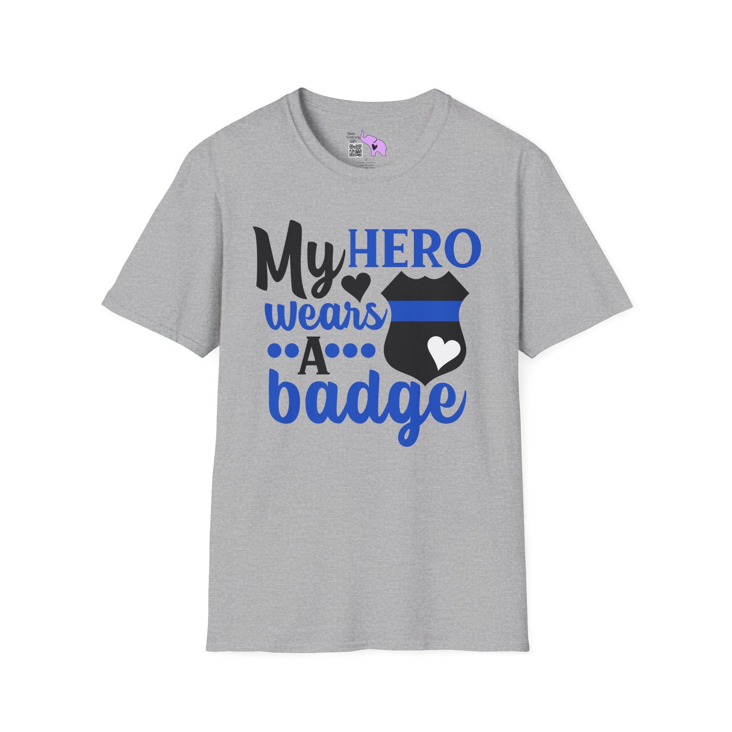 My Hero Wears A Badge Adult T-shirt