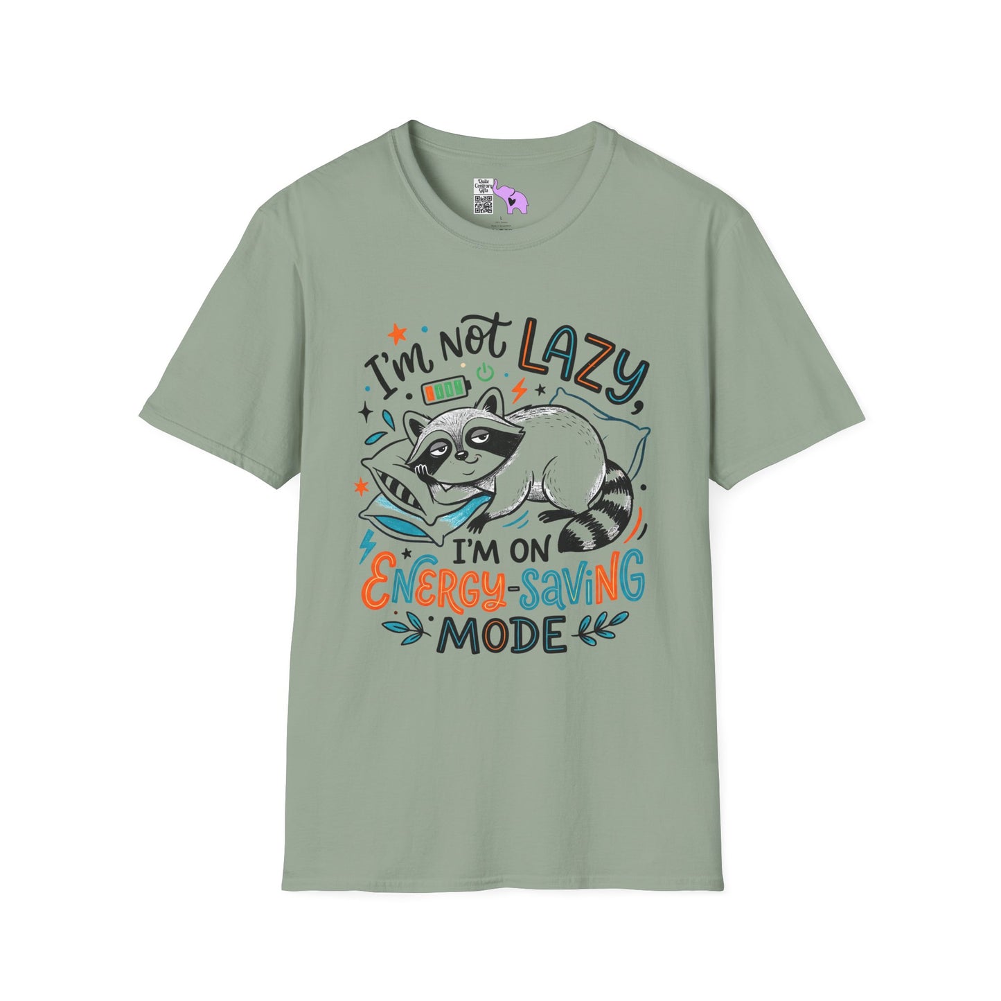 ""I'm Not Lazy,""I'm On Energy Saving Mode (Racoon) Adult T-shirt