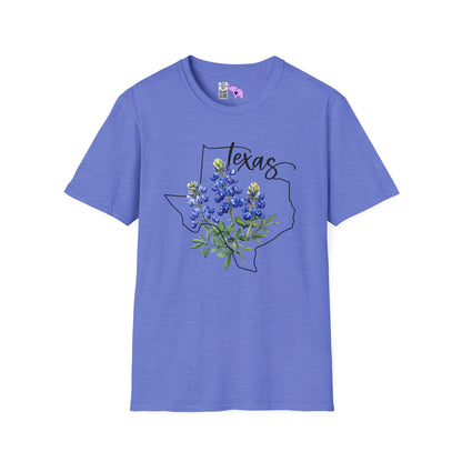 Texas Bluebonnets Outline Adult T-shirt