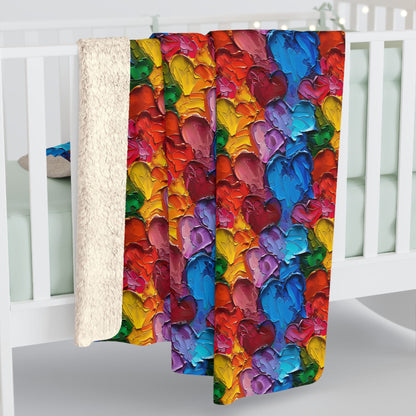 Palette Knife Hearts Fleece Blanket