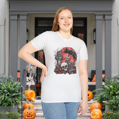 Halloween Graveyard w/Skull Adult T-shirt