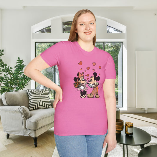 Valentine Mickey Loves Minnie Adult Unisex Tshirt