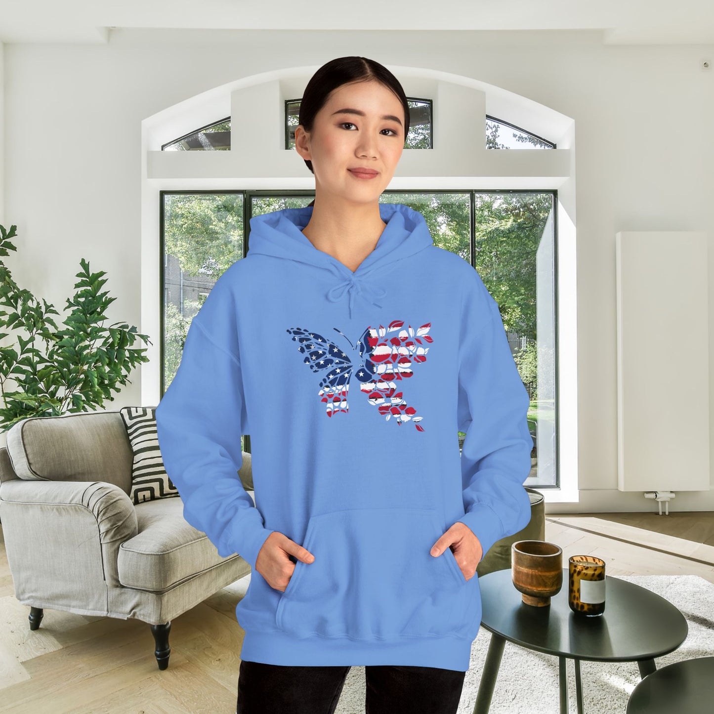 American Flag Butterfly Heavy Blend™ Hooded Sweatshirt