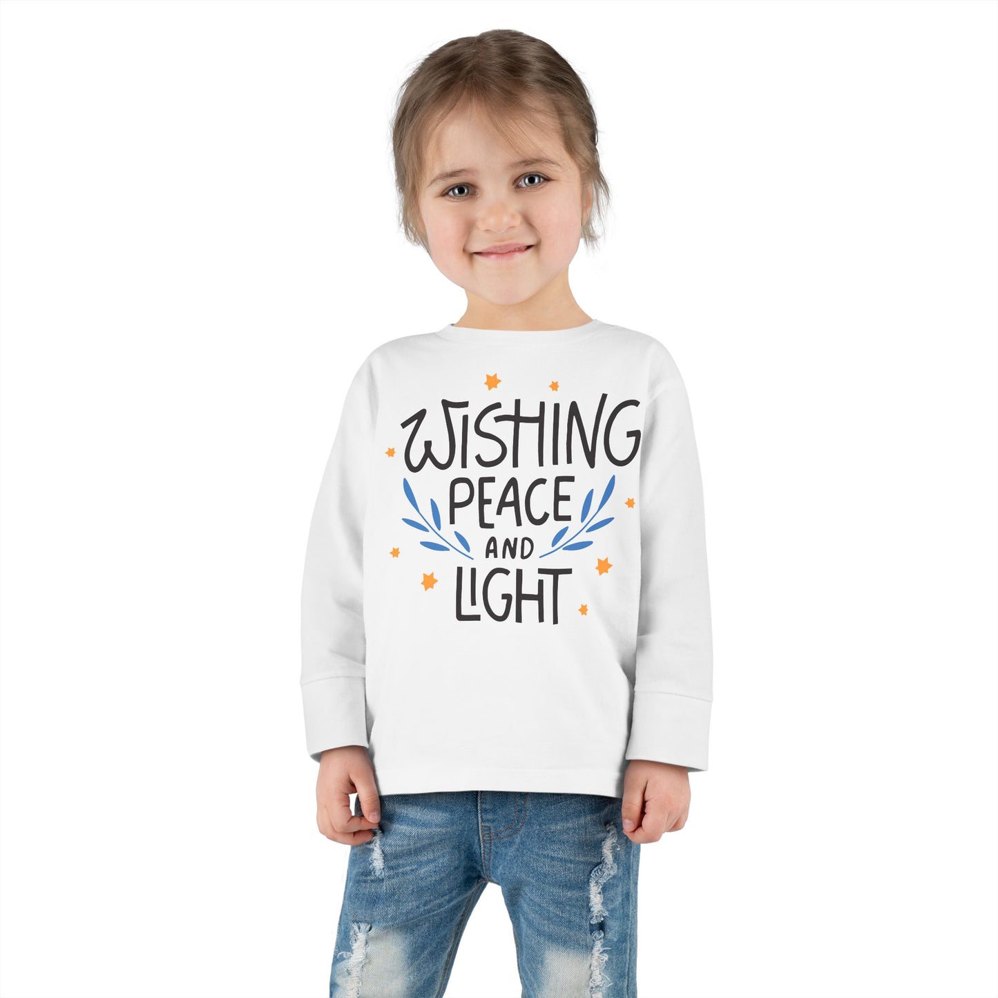 Hanukkah Wishing Peace & Light 3 Toddler Long Sleeve Tee