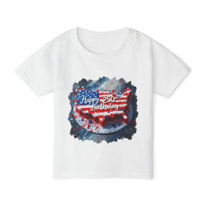 America-Shaped Happy 250th Birthday Cake Heavy Cotton™ Toddler T-shirt