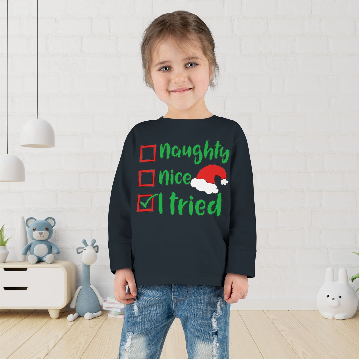 Naughty Nice I Tried Toddler Long Sleeve Tee