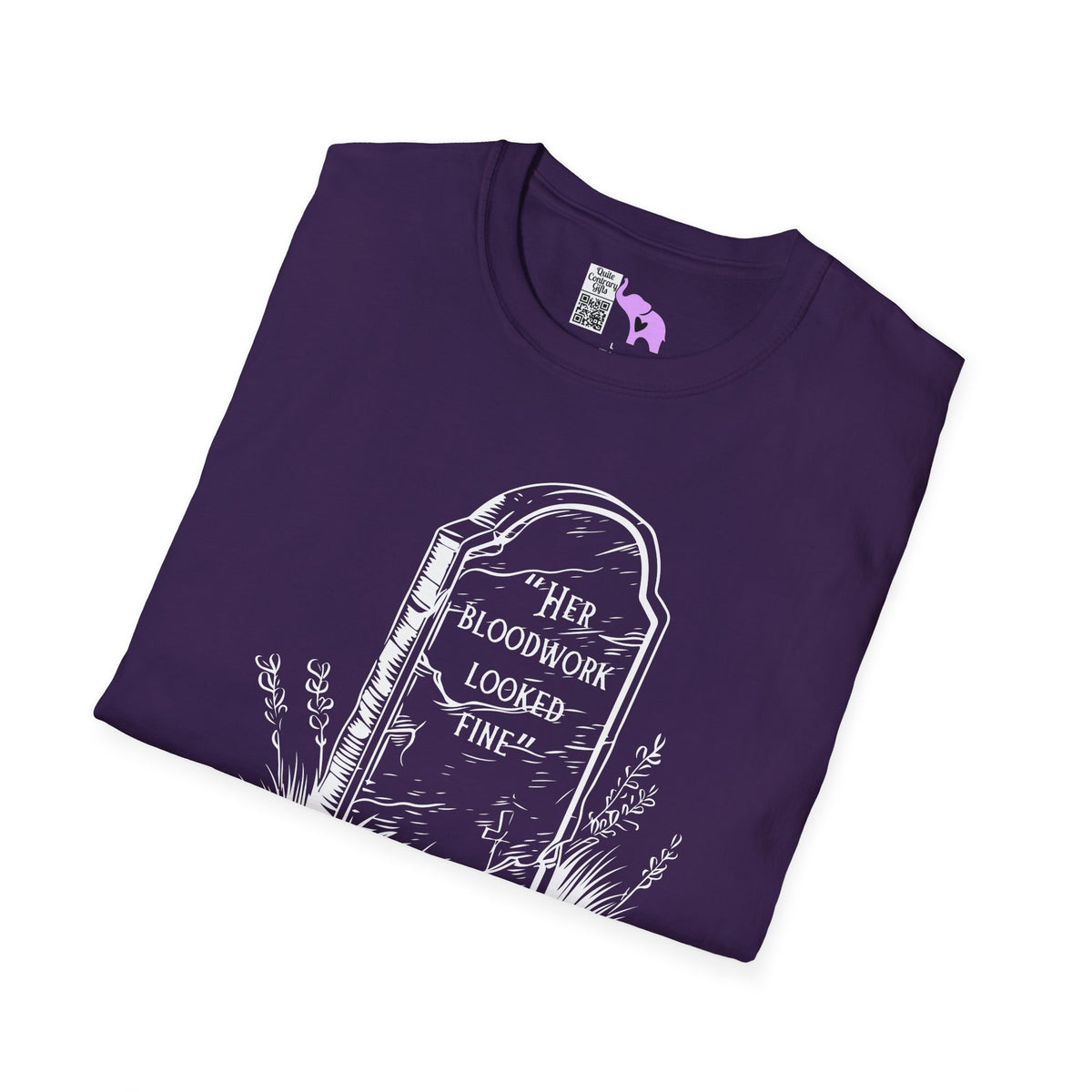 "Her Bloodwork Looked Fine" Headstone Adult T-shirt