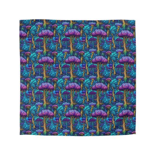 Trippy Purple Mushrooms Microfiber Duvet Cover