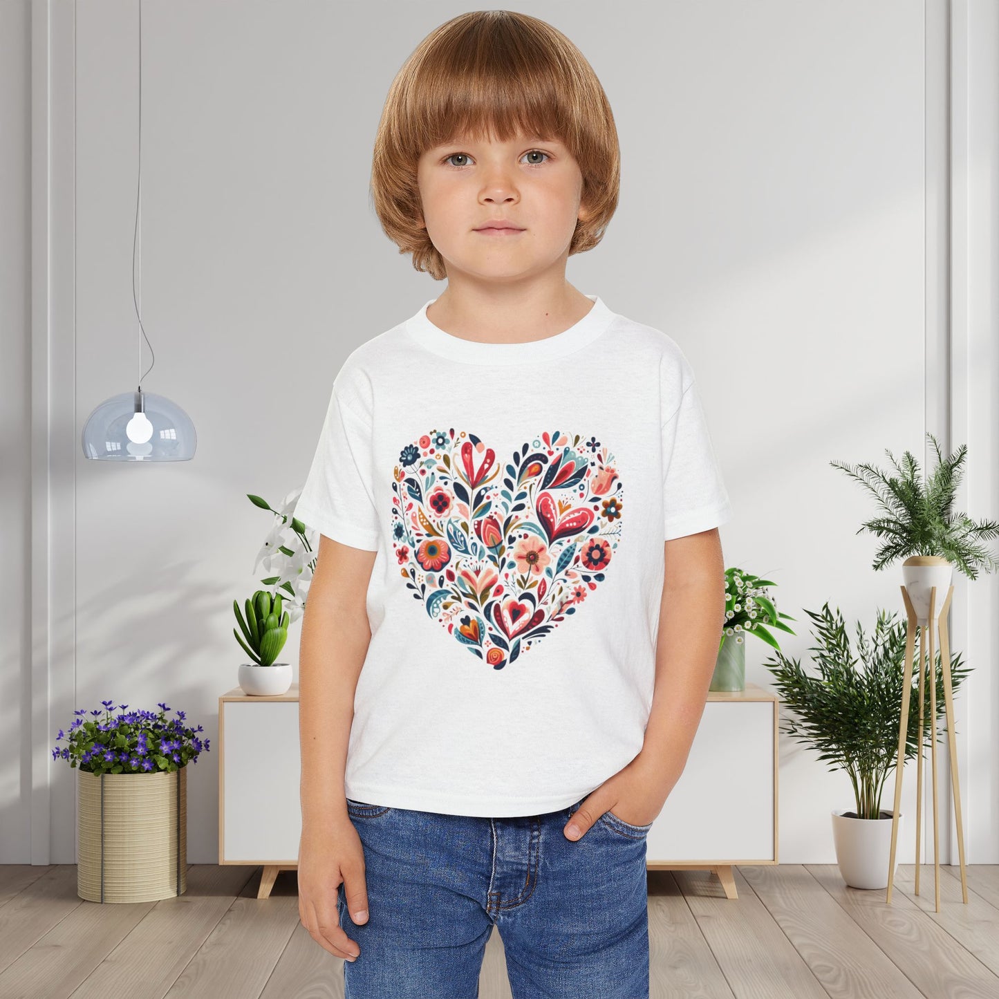 Floral Heart Heavy Cotton™ Toddler T-shirt