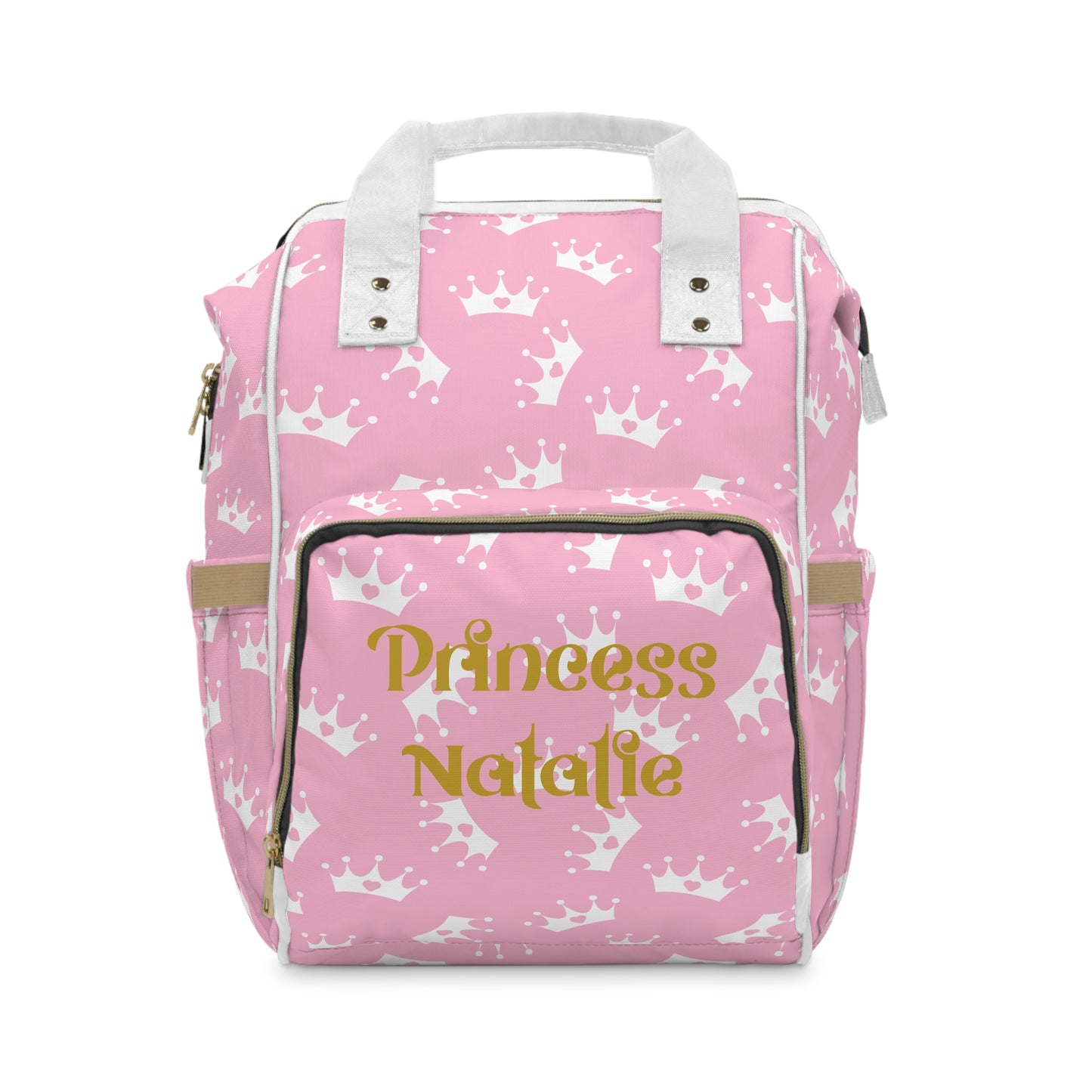 Personalized Princess Diaper Backpack – Pink Crown Baby Bag (Custom Name)