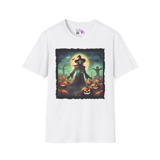 Halloween Scarecrow w/Pumpkins 4 Adult T-shirt
