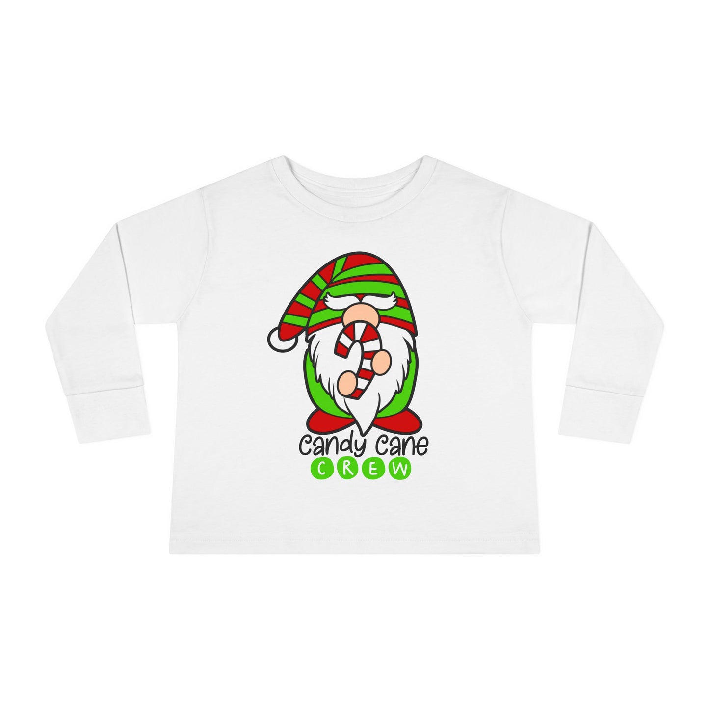 Candy Cane Crew Gnome Toddler Long Sleeve Tee