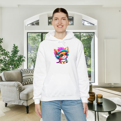 Cool Kitten w/Headphones Heavy Blend™ Hooded Sweatshirt