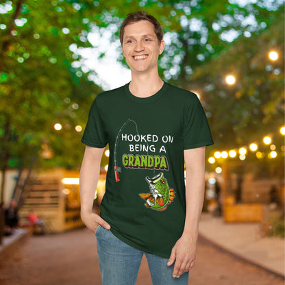 Hooked On Being A Grandpa Adult T-shirt
