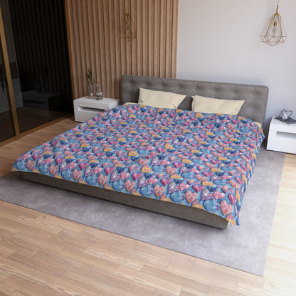 Color Pop Stitched Hearts Duvet Bedding Set