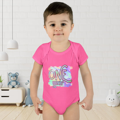 Pastel Wild One Milestone Baby Bodysuit-One Year