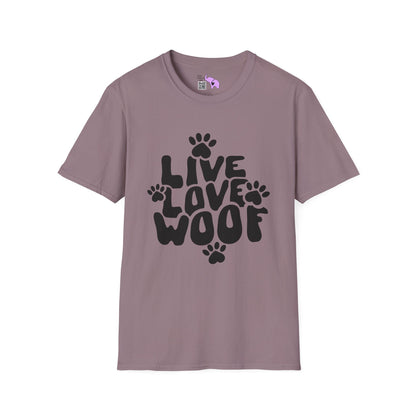 Live Love Woof Adult Tshirt