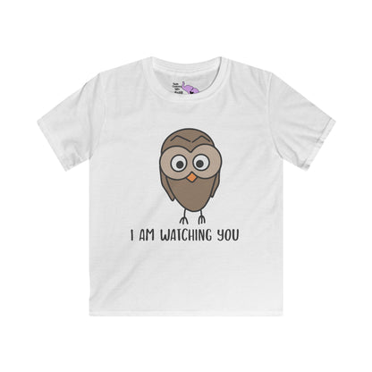 I Am Watching You (Owl) Kids Softstyle Tee