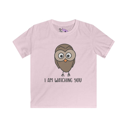 I Am Watching You (Owl) Kids Softstyle Tee
