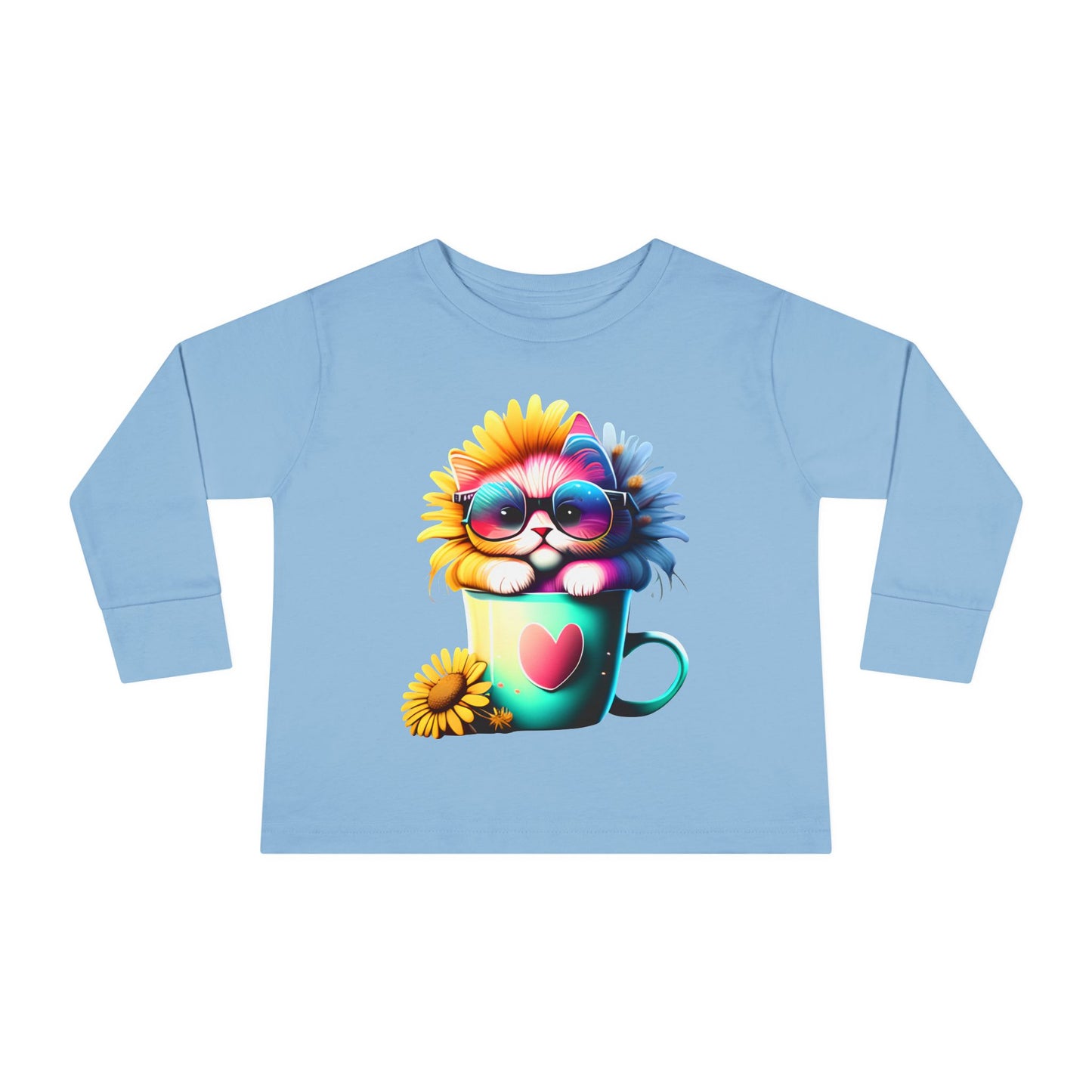 Cool Sunflower Kitten 2 Toddler Long Sleeve Tee