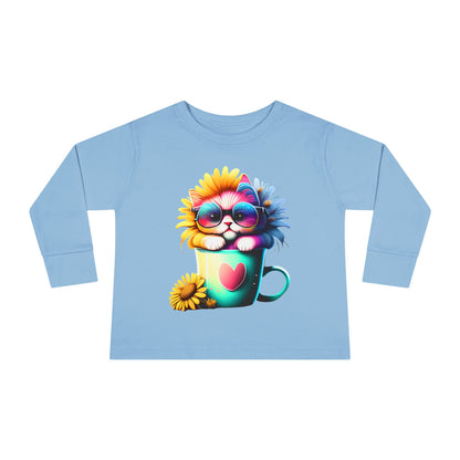 Cool Sunflower Kitten 2 Toddler Long Sleeve Tee